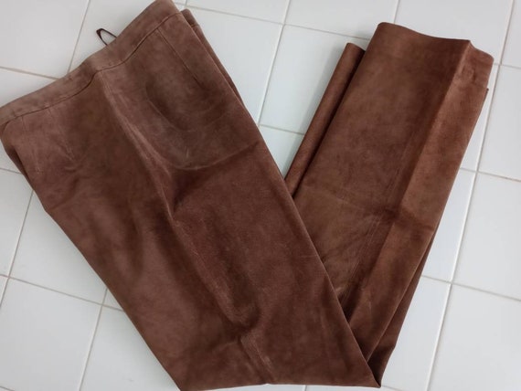 VTG Brown Suede Leather Pants SZ 10 - image 1