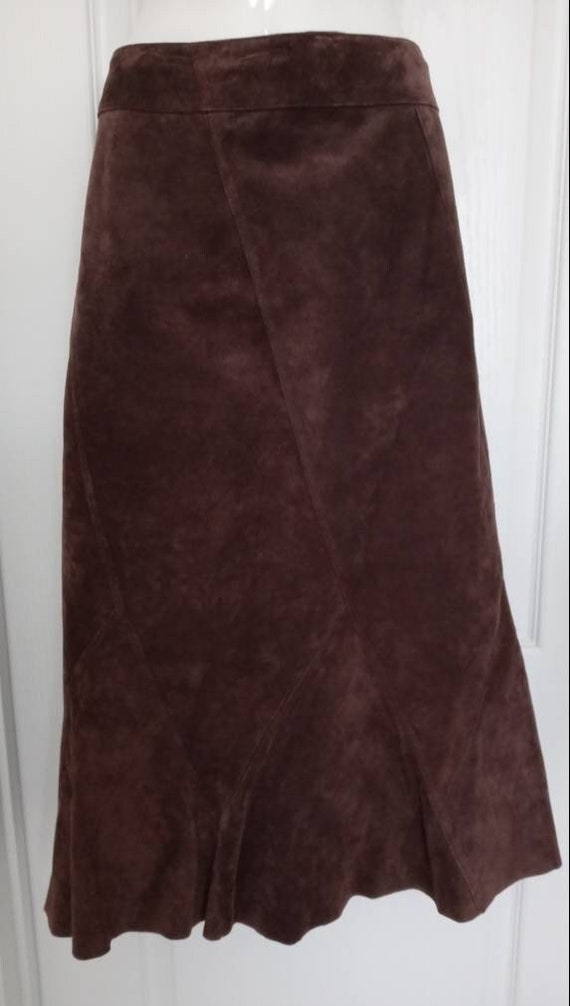 Context Brown Ultra Suede Leather Skirt SZ 16