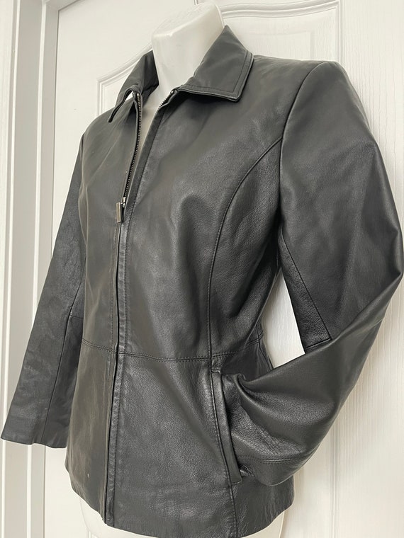 Worthington Black Leather Jacket Petite SZ S