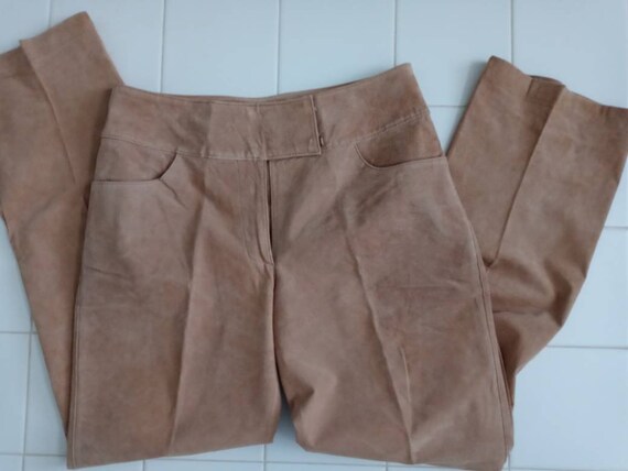 VTG Brown Suede Leather Pants SZ 10 - image 6