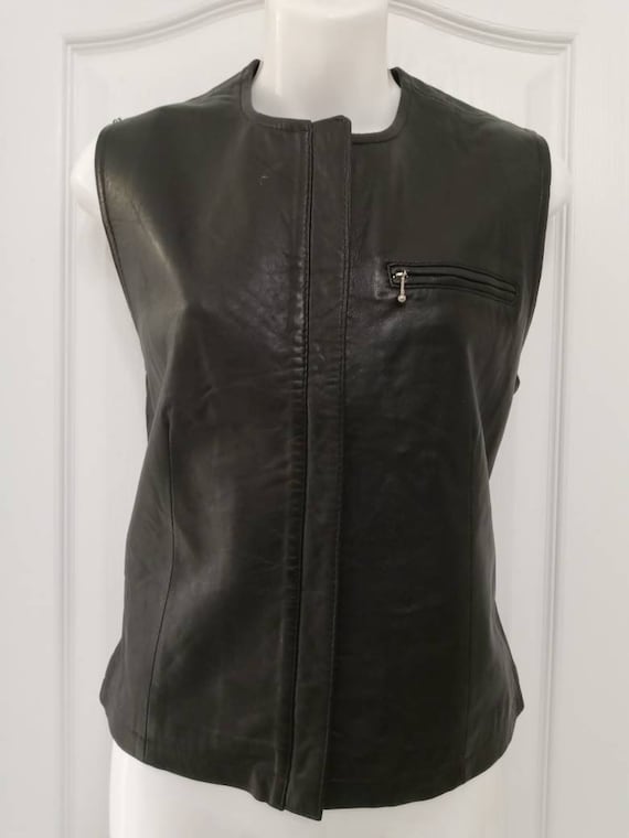 SW Leather Black Lambskin Leather Vest  SZ 8