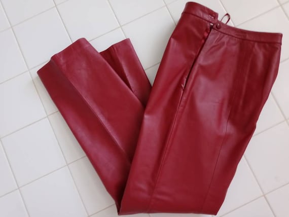 Candy apple Red Leather Pants SZ 12 by Clio Leathe