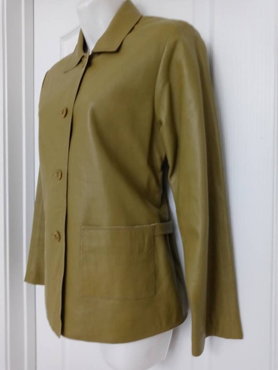 Isabella Bird Anthropology Green Lambskin Leather Jacket SZ S Etsy Canada