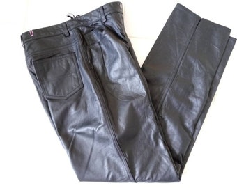 Cooper Key Black Lambskin Leather Jean Pants SZ 4