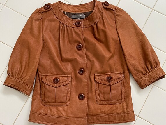 MM Couture by Miss Me Brown Leather Jacket SZ S - image 3