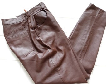 Forenza Brown Jean style Leather Pants SZ 10