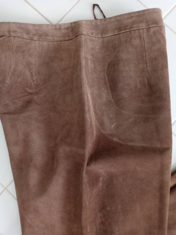 VTG Brown Suede Leather Pants SZ 10 - image 2