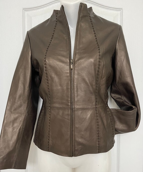 Coldwater Creek Lambskin Leather Blazer/Jacket  S… - image 2