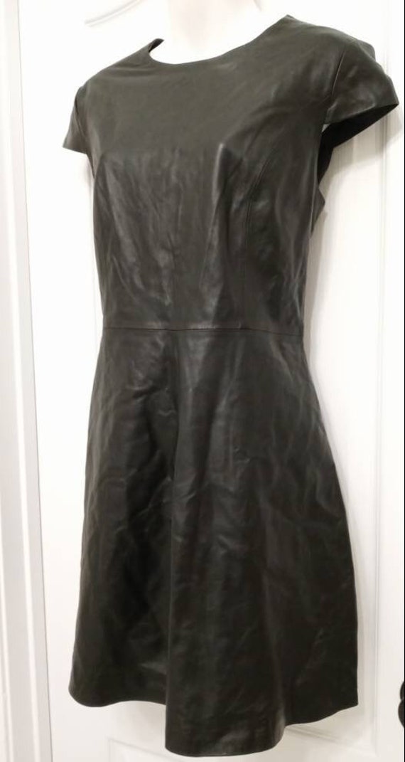Neiman Marcus NWOT Black Lambskin Leather Dress SZ