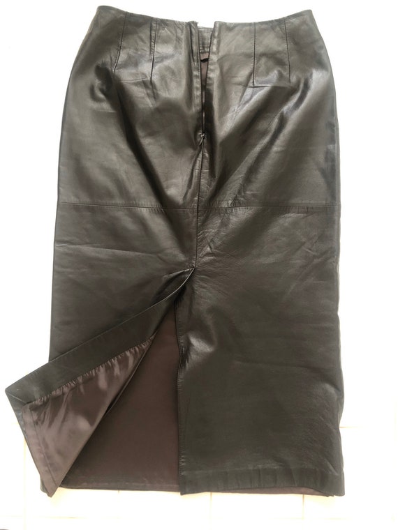 Ann Taylor Lambskin leather brown long skirt SZ 2 - image 5