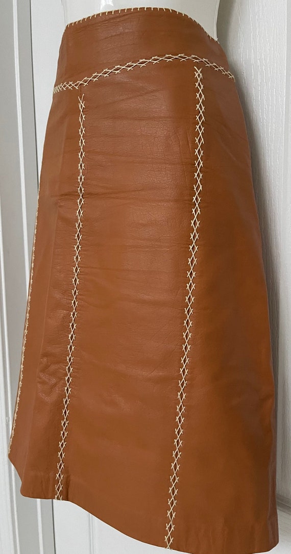 Gap "Khakis" Lambskin brown leather skirt SZ 16