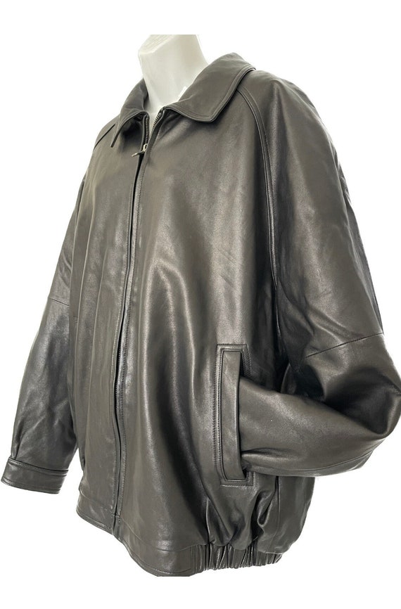 Bill Blass Men's Black Lambskin Leather Bomber Jac