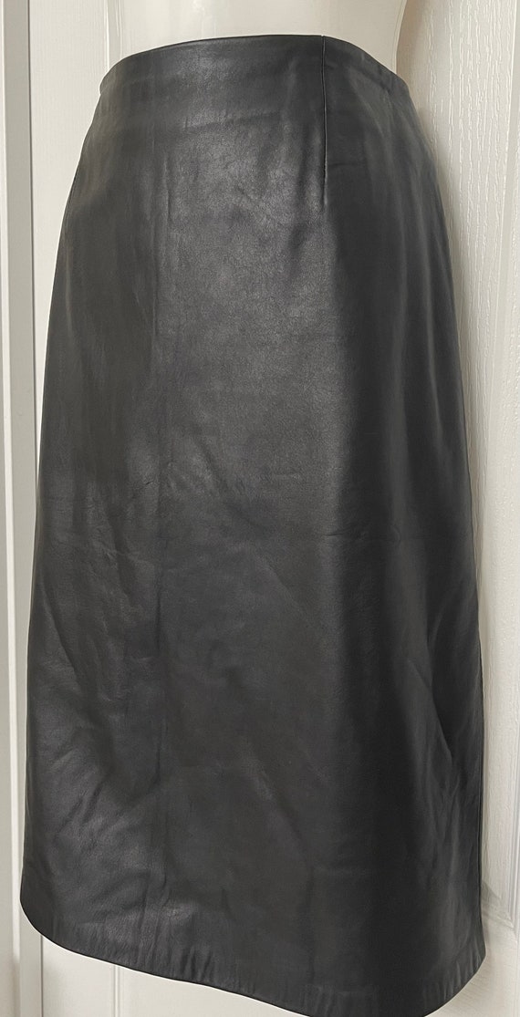 INC International Concepts Black Leather Skirt SZ 