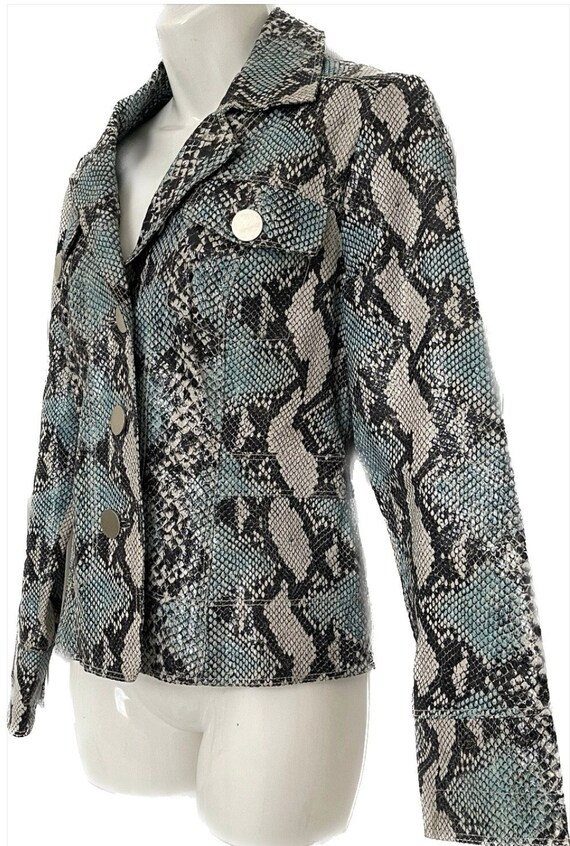 Berek Leather Snake Skin Print Leather Jacket SZ M