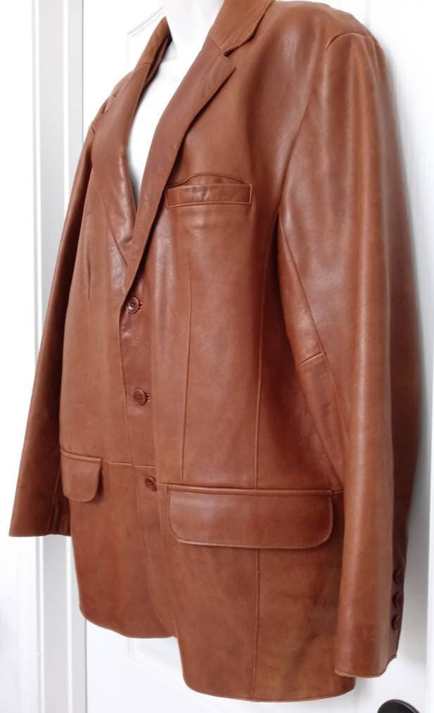 Veste En Cuir Daim The Territory Ahead Marron Taille L - Occasion Très Bon état Vintage