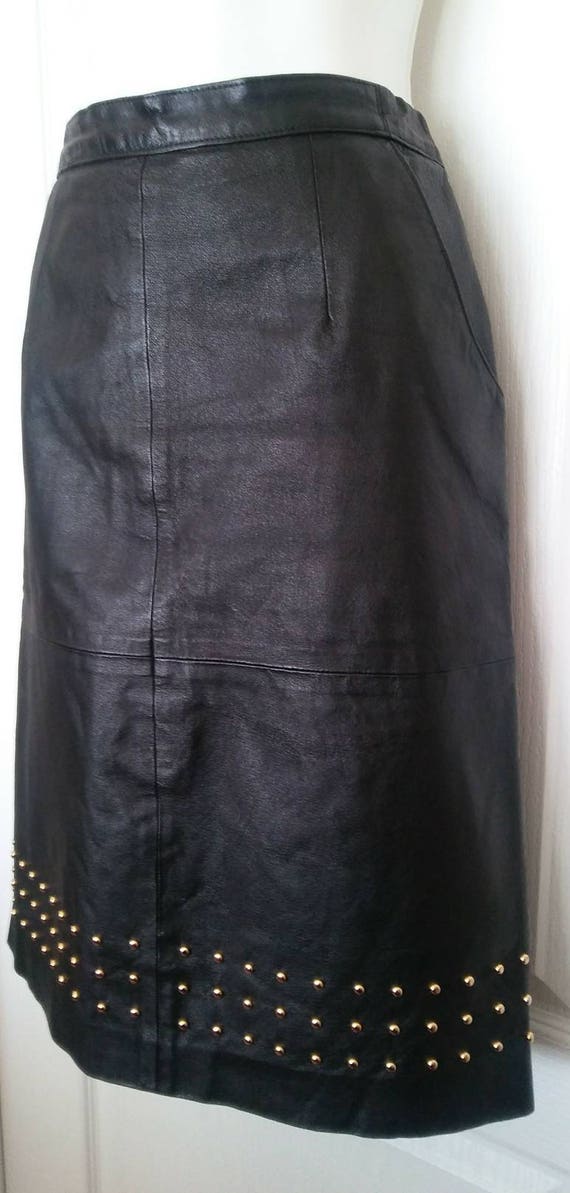 Vintage Black Leather Skirt by Atlantic Beach SZ 1