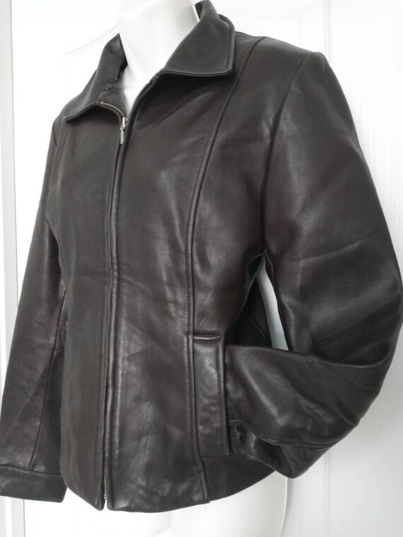Vakko Brown Lambskin Leather Jacket SZ 
