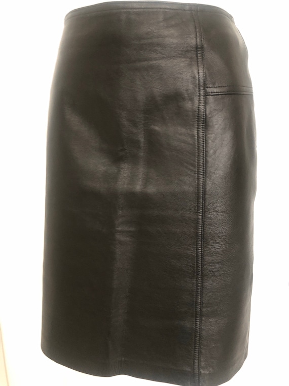 Willi Smith Collection Black Lambskin Leather Skir