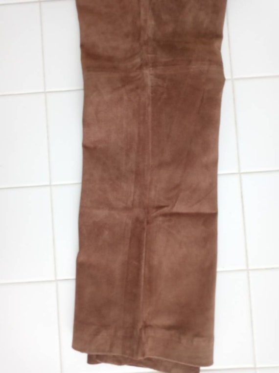 VTG Brown Suede Leather Pants SZ 10 - image 3