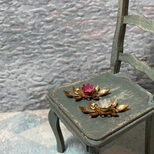 Miniature candle stick holder doll house 1 inch 12 scale shabby artisan mini tiny country metal vintage antique OOAK enamel color quirky old