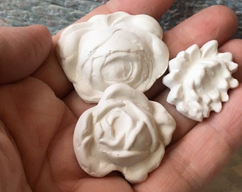 Miniature doll house decor plaster rose embellish vintage altered art mini flower antique assemblage room box doll garden ornament large bjd