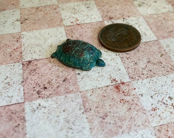 Miniature turtle tortoise doll house pet mini vivarium terrarium aquarium pond 1 inch 12 scale reptile amphib tank animal rustic mini tiny