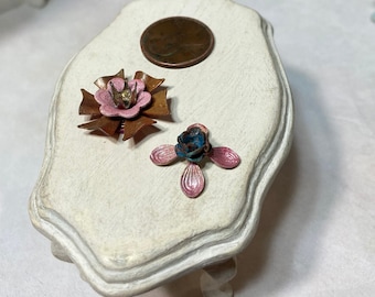 Miniature candle stick holder doll house 1 inch 12 scale artisan mini tiny country shabby metal vintage antique OOAK  enamel cottage quirky