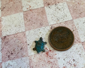 Miniature turtle tortoise doll house pet mini vivarium terrarium aquarium pond 1 inch 12 scale reptile amphib tank animal rustic mini tiny