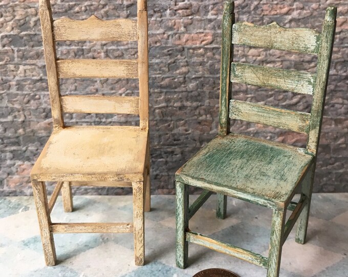 Miniature Doll House Furniture Chair Kitchen Mini Ladder Back Etsy