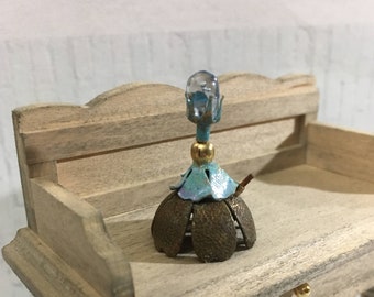 Miniature doll house artisan lamp light table desk vintage antique mini 1 inch 12 scale tiny OOAK shabby old bjd romantic room salon glass