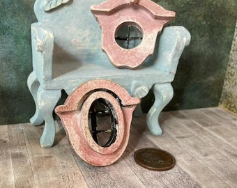 Marcos de ventanas para casas de muñecas a escala 1:12 restaurados, totalmente naturales, estilo ojo de buey francés, accesorio de decoración antiguo.