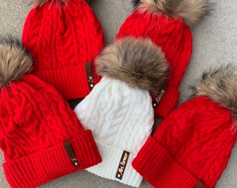 Personalized Bachelorette Beanie: Custom Fur Pom Pom, Bride Tribe Hat