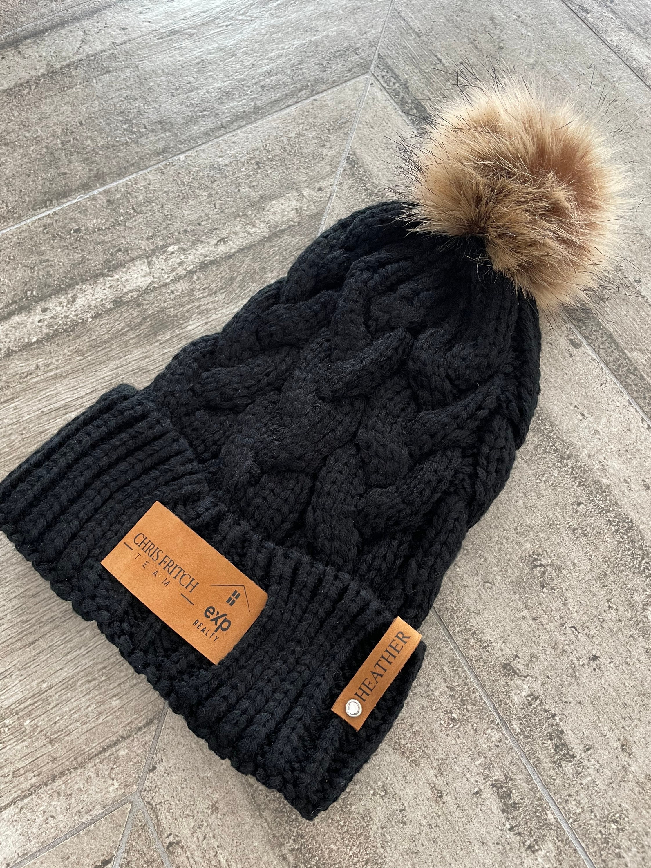 Personalized Leather Patch Pom Pom Beanies, Logo Beanie, Custom Winter Hat, Company Logo Hat, Personalized Beanies, 2 Labels per Hat - Etsy Personalized Leather Patch Pom Pom Beanies, Logo Beanie, Custom Winter Hat, Company Logo Hat, Personalized Beanies, 2 Labels per Hat - Etsy