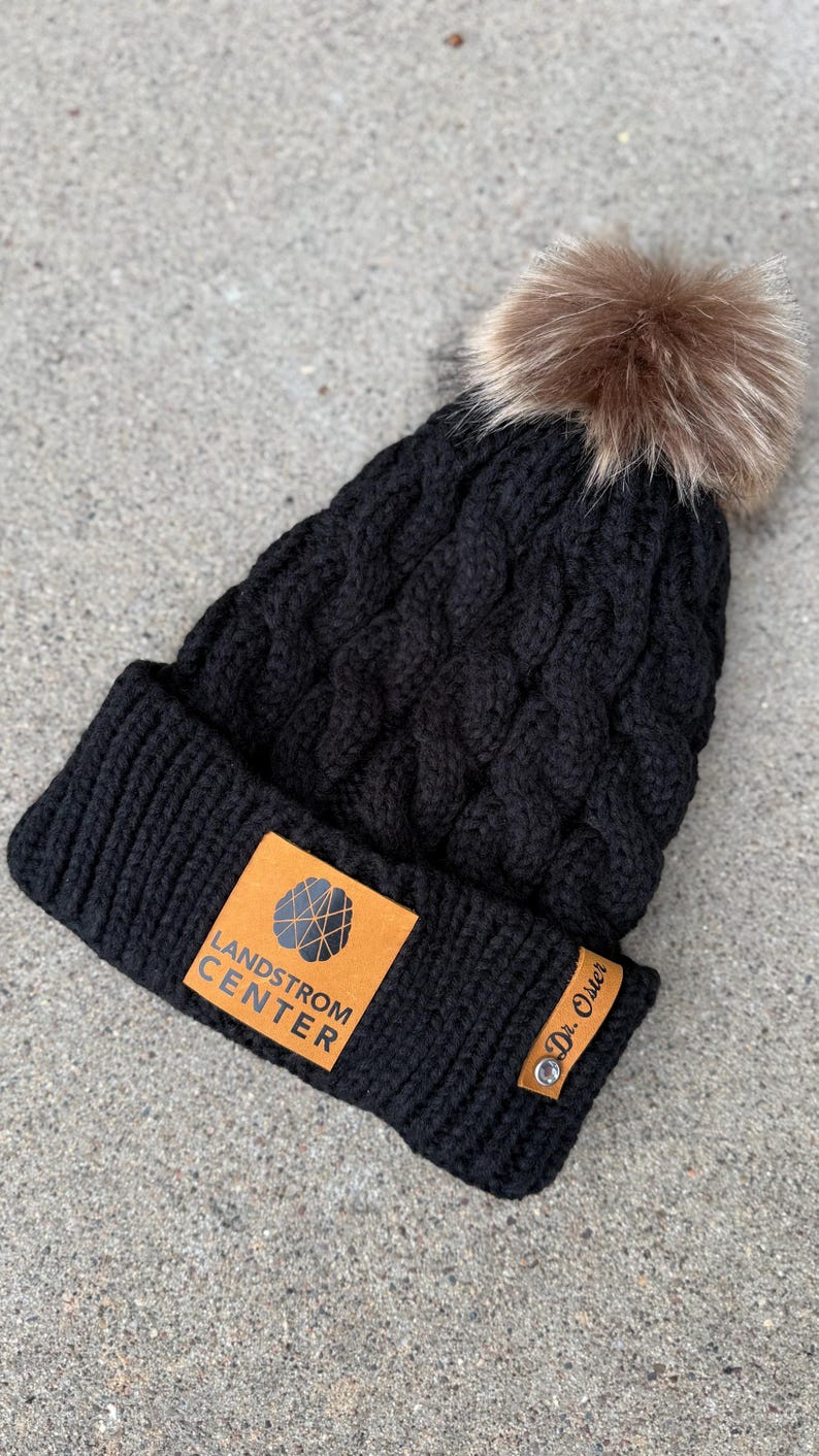 Leather Patch Pom Beanies | Custom Logo Beanie, Personalized Leather Patches, Branded Beanies, Personalized Beanies, Corporate Gift Hats image 15