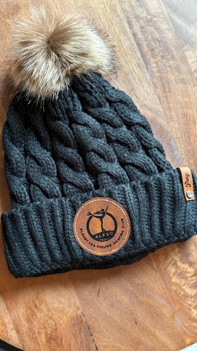 Leather Patch Pom Beanies | Custom Logo Beanie, Personalized Leather Patches, Branded Beanies, Personalized Beanies, Corporate Gift Hats image 17