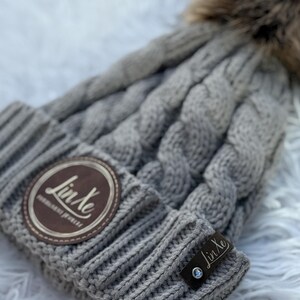 Leather Patch Pom Beanies | Custom Logo Beanie, Personalized Leather Patches, Branded Beanies, Personalized Beanies, Corporate Gift Hats image 14