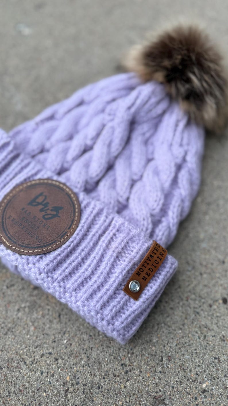 Leather Patch Pom Beanies | Custom Logo Beanie, Personalized Leather Patches, Branded Beanies, Personalized Beanies, Corporate Gift Hats image 13