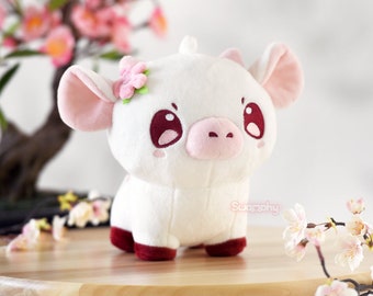 CHERRY the Cherry Blossom Cow Plushie - Sakura, Pink Aesthetic, Farm Animal, Cottagecore, Flowers, Cute, Kawaii, Anime, Gamer Girl