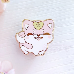SAKURA INU Enamel Pin | shiba inu, cherry blossom, pink, kawaii pins, dog, puppy, pink aesthetic pin, chibi animal, japanese, flower, floral