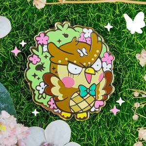 BUG CRITTERS Enamel Pin Owl, Spring Flowers, Sakura, Cherry Blossom, Funny Bird, Bugs Insects, Cute, Kawaii Fashion Accessories image 2