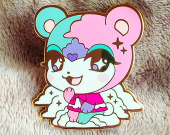 Verträumter Bär Emaille Pin | harte Emaille, pastellästhetik, süß, kawaii, pastellstifte, himmlisch, traumhaft, pink, chibi, spielerin, acnh pin