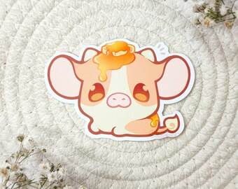 PANCAKE COW Vinyl Sticker - Spring, Cute, Kawaii, Bakery, Farm Animal, Fluffy, Cow Stationary, Laptop, Waterbottle, Notebook, Decal, Labels