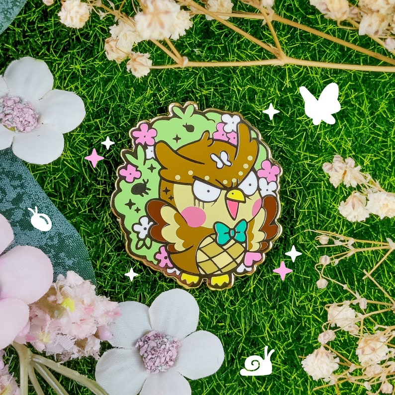 BUG CRITTERS Enamel Pin Owl, Spring Flowers, Sakura, Cherry Blossom, Funny Bird, Bugs Insects, Cute, Kawaii Fashion Accessories image 2
