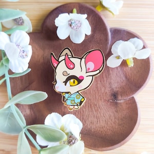 DEMON DEER Enamel Pin - Japanese, Japan Aesthetics, Cute Deer, Oni, Spring Flowers, Sakura, Cherry Blossom, Kawaii Aesthetics