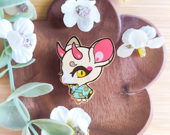 DEMON DEER Enamel Pin - Japanese, Japan Aesthetics, Cute Deer, Oni, Spring Flowers, Sakura, Cherry Blossom, Kawaii Aesthetics