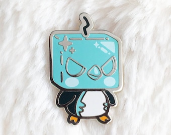 Angry Icecube Enamel Pin - Cute Penguin, Cozy, Winter Pins, Kawaii, Cute Bird, North Pole, Winter, Ice Type - Fashion Accessories