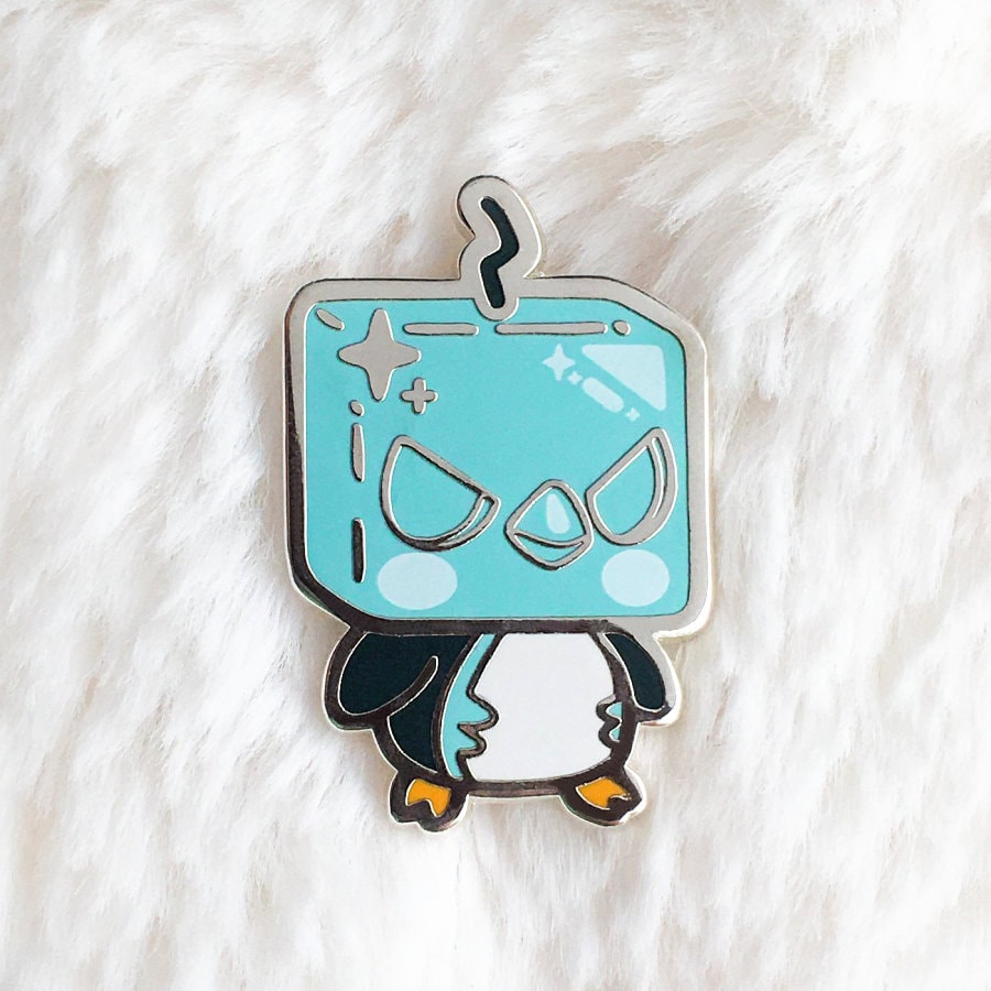 Angry Icecube Enamel Pin - Cute Penguin, Cozy, Winter Pins, Kawaii, Cute Bird, North Pole, Winter, Ice Type - Fashion Accessories