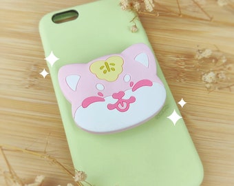 SAKURA INU Phone Grip - Kawaii, Cute, Pink, Green, Shiba Inu Phone Grip, Dog, Puppy, Spring Aesthetic, Flower, Cottagecore, Animal, Anime