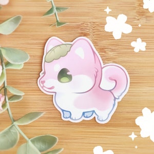Sakura Inu Vinyl Aufkleber | wasserdicht, Shiba Inu, Kirschblüten, kawaii, süße Aufkleber, Hund, Handyhülle, Wasserflasche, bujo, japanisch
