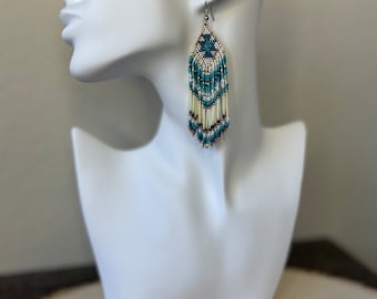 Mini porcupine quill earrings - blue